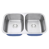 Dakota Sinks DSR-5050 Signature R-Series 32 1/4 Inch Standard Radius 40/60 Offset Double Bowl Undermount Stainless Steel Kitchen Sink with Bottom Grid - Dakota Sinks