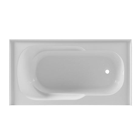 Dakota Sinks DST-ALLC00W Signature 60 x 32 Inch Alcove Oval Soaker Acrylic Bathtub with Non-Slip Surface, Integral Skirt and Drain - White, Left - Dakota Sinks