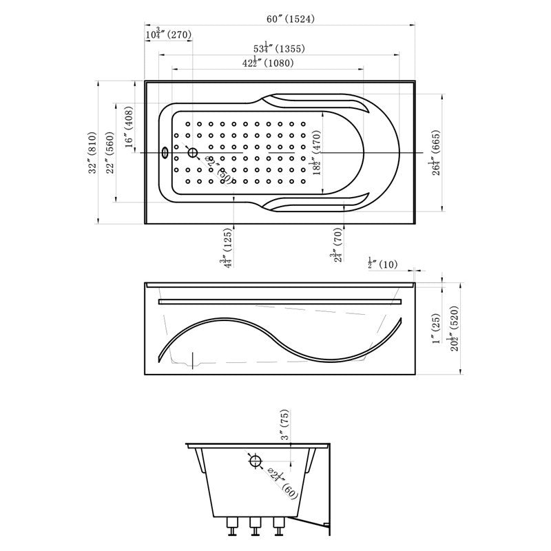 Dakota Sinks DST-ALLC00W Signature 60 x 32 Inch Alcove Oval Soaker Acrylic Bathtub with Non-Slip Surface, Integral Skirt and Drain - White, Left - Dakota Sinks