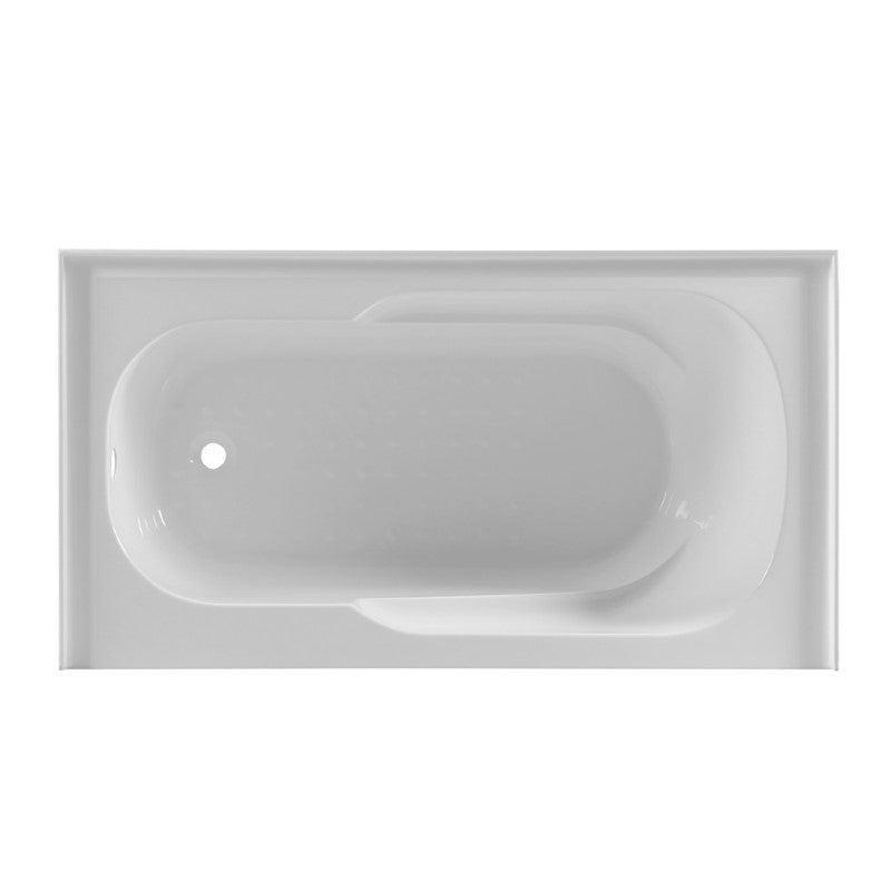 Dakota Sinks DST-ALLC00W Signature 60 x 32 Inch Alcove Oval Soaker Acrylic Bathtub with Non-Slip Surface, Integral Skirt and Drain - White, Left - Dakota Sinks