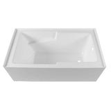 Dakota Sinks DST-ALLC01W Signature 60 x 32 Inch Alcove Rectangle Soaker Acrylic Bathtub with Lumbar Support, Armrests and Integral Skirt - White - Dakota Sinks