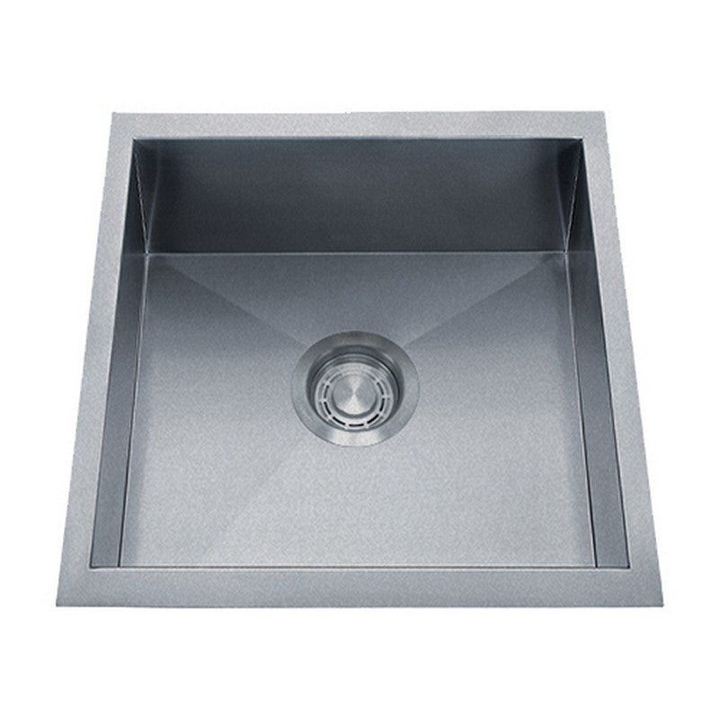 Dakota Sinks DSZ-1616 Signature Z-Series 16 Inch Zero Radius Single Bowl Undermount Stainless Steel Bar Sink with Bottom Grid DSZ-1616GD Dakota Sinks Silver