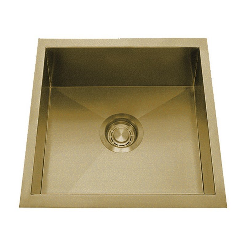 Dakota Sinks DSZ-1616 Signature Z-Series 16 Inch Zero Radius Single Bowl Undermount Stainless Steel Bar Sink with Bottom Grid DSZ-1616CP Dakota Sinks Gold