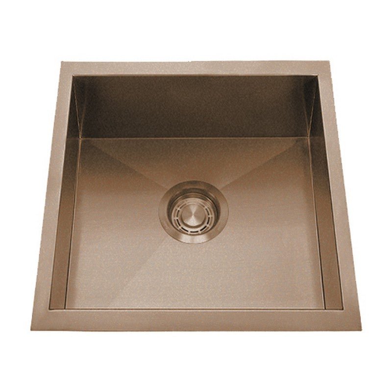 Dakota Sinks DSZ-1616 Signature Z-Series 16 Inch Zero Radius Single Bowl Undermount Stainless Steel Bar Sink with Bottom Grid DSZ-1616 Dakota Sinks Copper