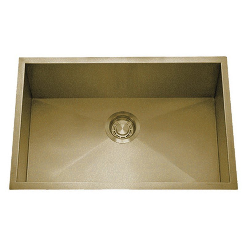 Dakota Sinks DSZ-2718 Signature Z-Series 27 Inch Zero Radius Single Bowl Undermount Stainless Steel Kitchen Sink with Bottom Grid DSZ-2718GD Dakota Sinks Gold