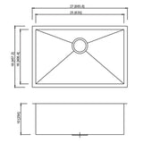 Dakota Sinks DSZ-2718 Signature Z-Series 27 Inch Zero Radius Single Bowl Undermount Stainless Steel Kitchen Sink with Bottom Grid Dakota Sinks