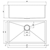 Dakota Sinks DSZ-3018 Signature Z-Series 30 Inch Zero Radius Single Bowl Undermount Stainless Steel Kitchen Sink with Bottom Grid - Dakota Sinks