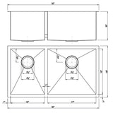 Dakota Sinks DSZ-4060 Signature Z-Series 32 Inch Zero Radius 40/60 Double Bowl Undermount Stainless Steel Kitchen Sink with Bottom Grid Dakota Sinks