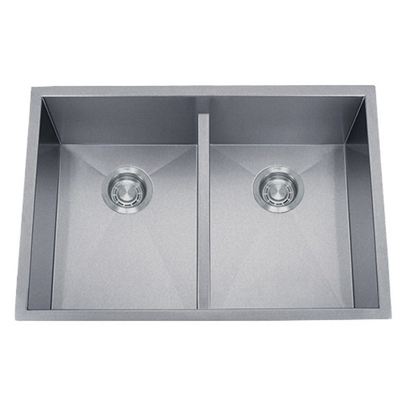 Dakota Sinks DSZ-5050LD Signature Z-Series 32 Inch Zero Radius 50/50 Low Divide Double Bowl Undermount Stainless Steel Kitchen Sink with Bottom Grid DSZ-5050SV Dakota Sinks Silver