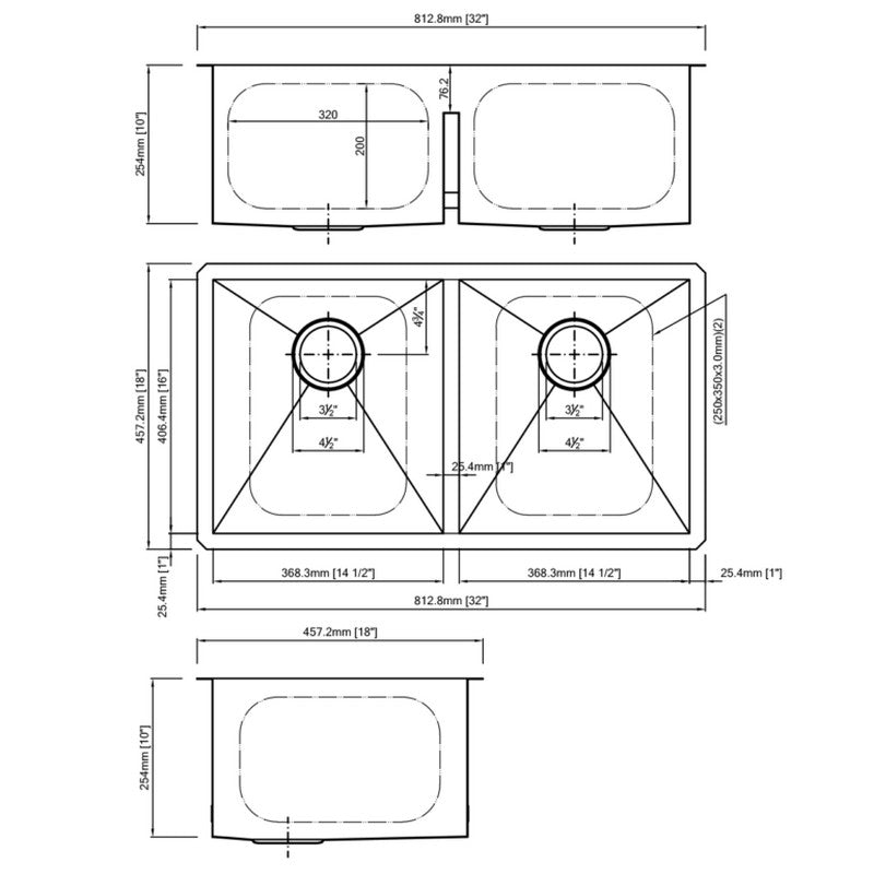 Dakota Sinks DSZ-5050LD Signature Z-Series 32 Inch Zero Radius 50/50 Low Divide Double Bowl Undermount Stainless Steel Kitchen Sink with Bottom Grid Dakota Sinks