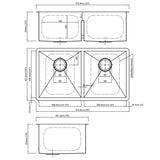 Dakota Sinks DSZ-5050LD Signature Z-Series 32 Inch Zero Radius 50/50 Low Divide Double Bowl Undermount Stainless Steel Kitchen Sink with Bottom Grid Dakota Sinks