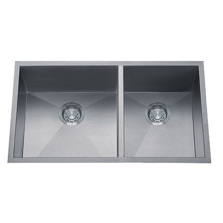 Dakota Sinks DSZ-6040 Signature Z-Series 32 Inch Zero Radius 60/40 Double Bowl Undermount Stainless Steel Kitchen Sink with Bottom Grid - Dakota Sinks