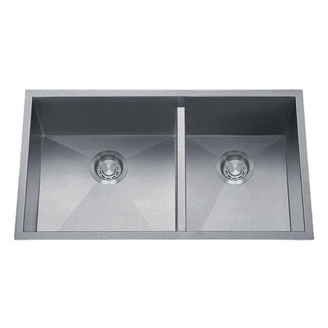 Dakota Sinks DSZ-6040LD Signature Z-Series 32 Inch Zero Radius 50/50 Low Divide Double Bowl Undermount Stainless Steel Kitchen Sink with Bottom Grid - Dakota Sinks