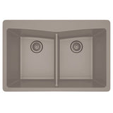 Dakota Sinks GSE-QC5050-W Builders Elements Series 33 Inch Quartz Composite 50/50 Low Divide Double Bowl Undermount Kitchen Sink - Dakota Sinks