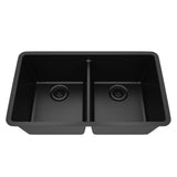 Dakota Sinks GSE-QC5050LD-BE Builders Elements Series 32 Inch Quartz Composite 50/50 Low Divide Double Bowl Undermount Kitchen Sink - Dakota Sinks