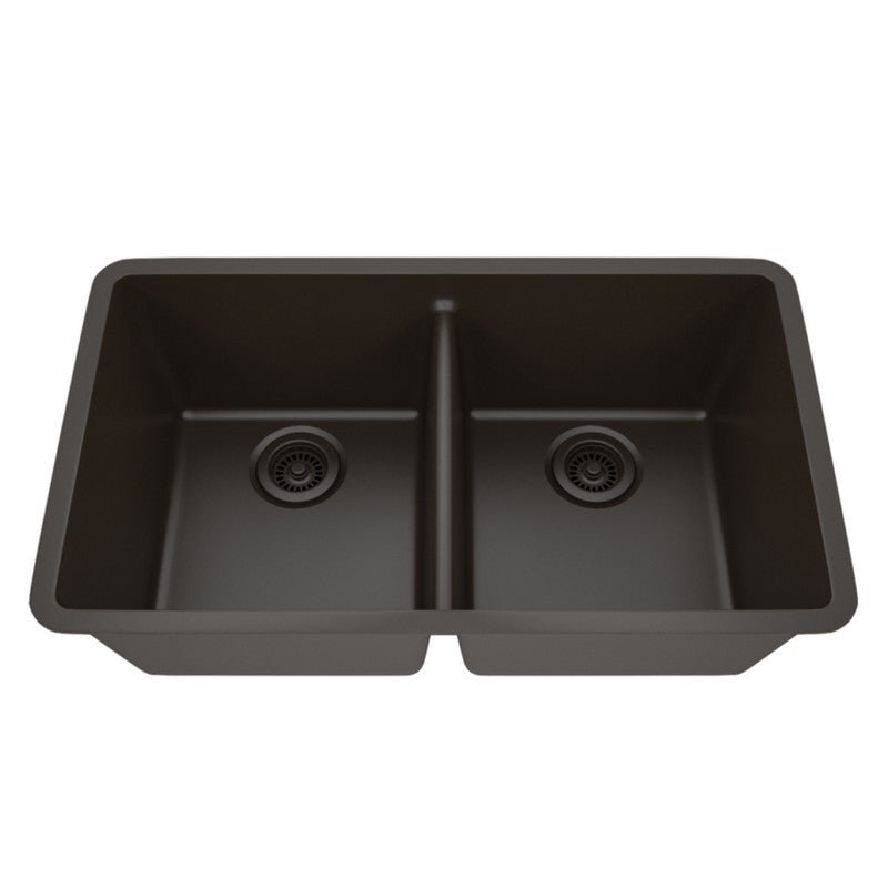 Dakota Sinks GSE-QC5050LD-BE Builders Elements Series 32 Inch Quartz Composite 50/50 Low Divide Double Bowl Undermount Kitchen Sink - Dakota Sinks