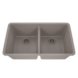 Dakota Sinks GSE-QC5050LD-BE Builders Elements Series 32 Inch Quartz Composite 50/50 Low Divide Double Bowl Undermount Kitchen Sink - Dakota Sinks