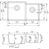 Dakota Sinks GSE-QC6040LD-BE Builders Elements Series 32 Inch Quartz Composite 60/40 Low Divide Double Bowl Undermount Kitchen Sink - Dakota Sinks