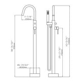 Dakota Sinks Signature 43 3/8 Inch Floor Mounted Bathtub Filler with Shower Head - Dakota Sinks