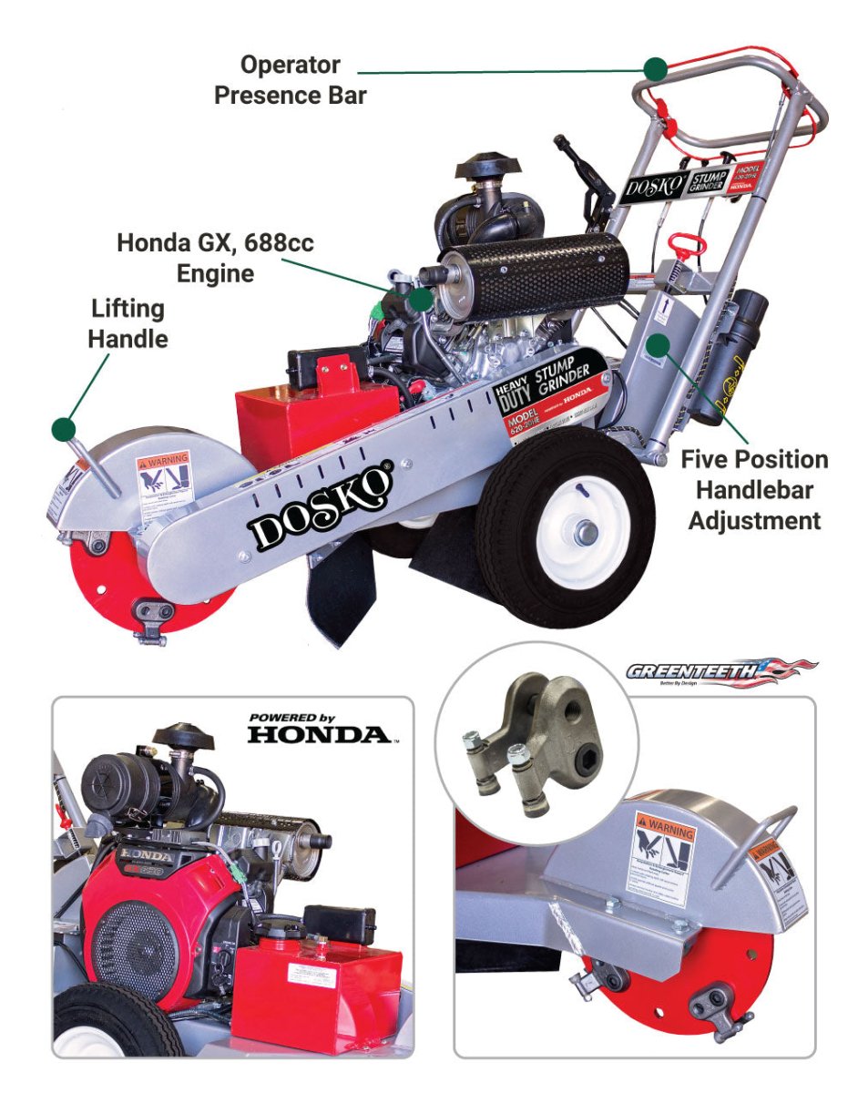 Dosko Stump Grinder | 20 HP Walk-Behind | Honda GX630 - Dosko