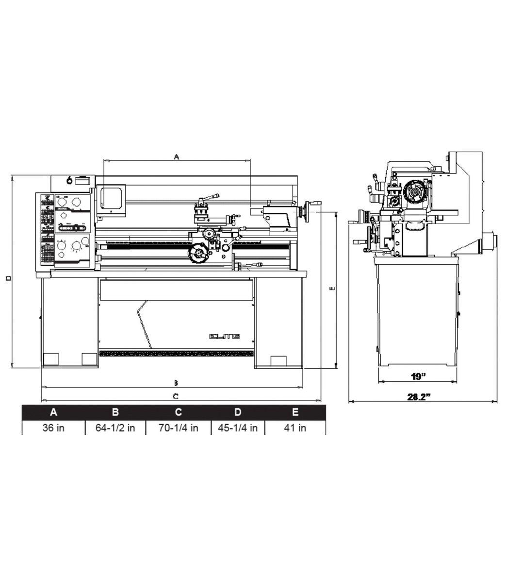 E-1340VS With ACU-RITE 303 DRO With Taper Attachment and Collet Closer - Jet