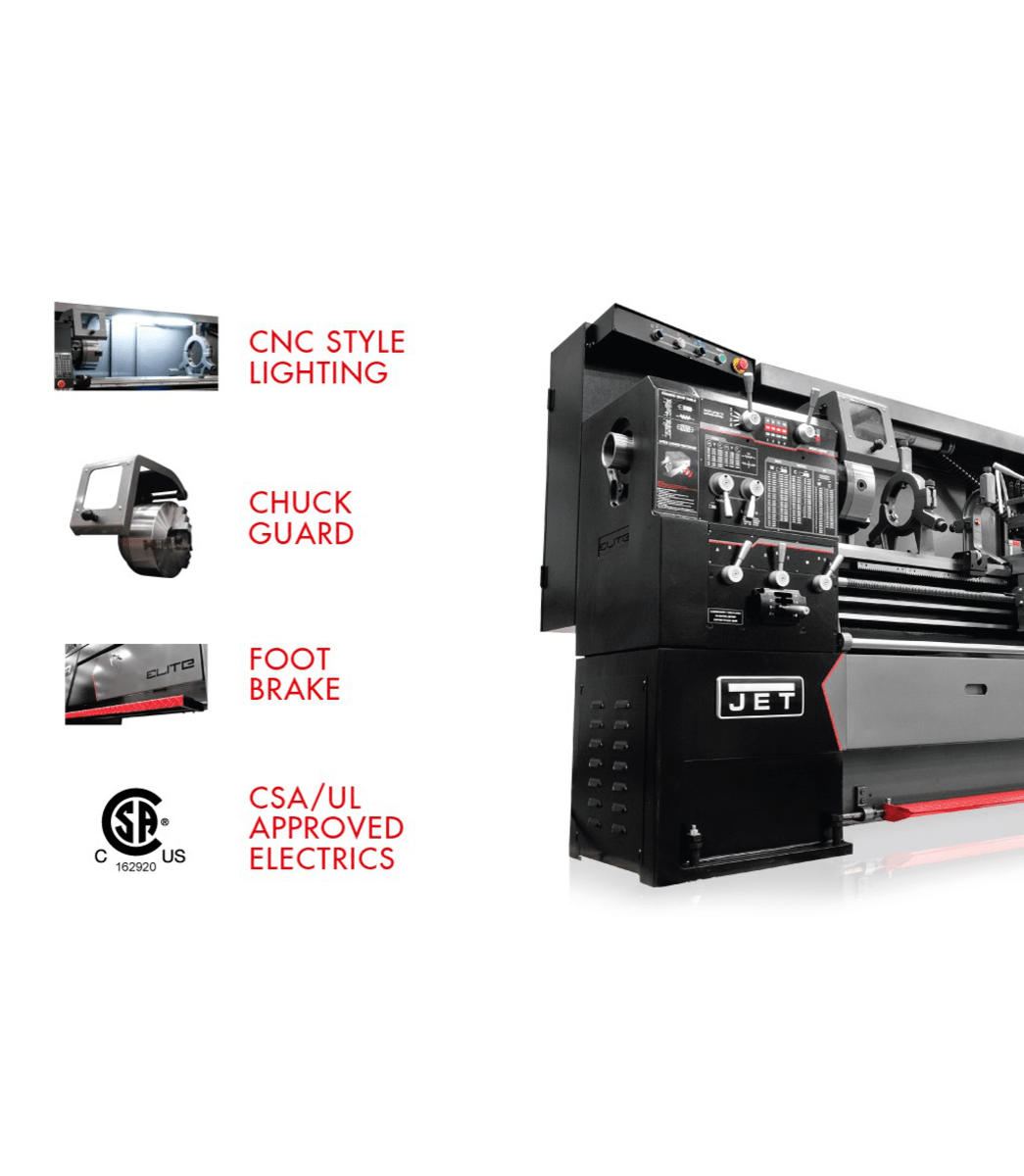 E-1440VS With ACU-RITE 303 DRO With Taper Attachment and Collet Closer - Jet