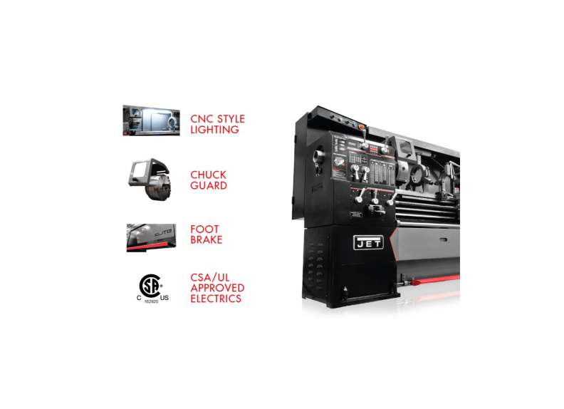 EGH-1740 With ACU-RITE 203 DRO With Taper Attachment and Collet Closer - Jet