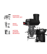 EVS-949 Mill with 2-Axis ACU-RITE 203 DRO and Servo X, Y, Z-Axis Powerfeeds Jet