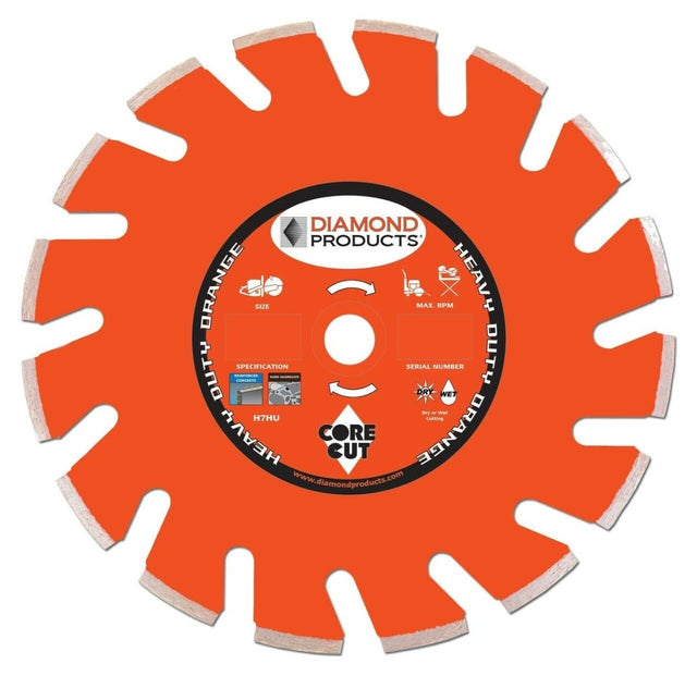 Heavy Duty Orange Ultimate High Speed Diamond Blade for Asphalt, Green Concrete, Brick and Block. - Diamond Products