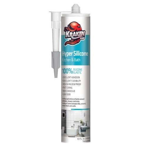 Hyper Kitchen & Bathroom Silicone 300Ml (10.1 FL. OZ) Transparent - 12 COUNT - Kraken Bond