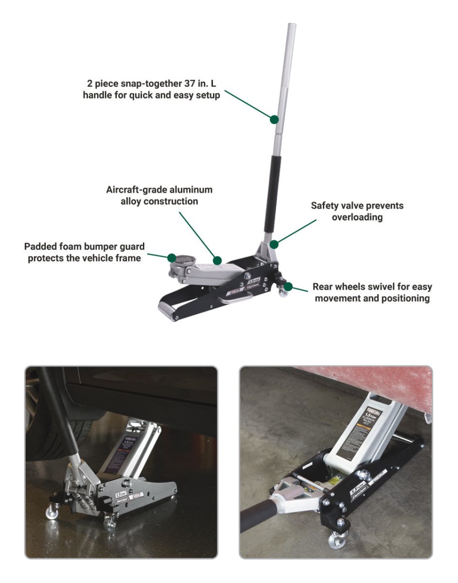 Ironton | 1 1/2-Ton Low-Profile Aluminum Service Floor Jack - Ironton