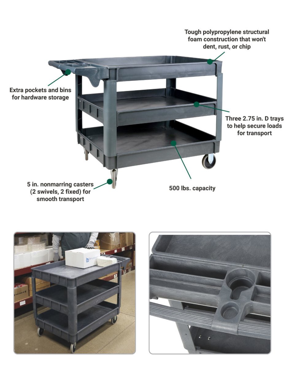 Ironton Utility Cart | 500-Lb. Capacity | 46-In. W x 25-In. D x 32-In. H - Ironton