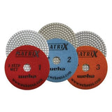 Matrix 3 Step Diamond Polishing Pads for Medium to Light Quartz and Granite - Weha