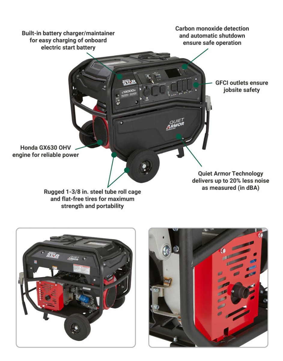 NorthStar Generator | 13,000 Surge Watt | Electric Start | Honda GX630 - NorthStar