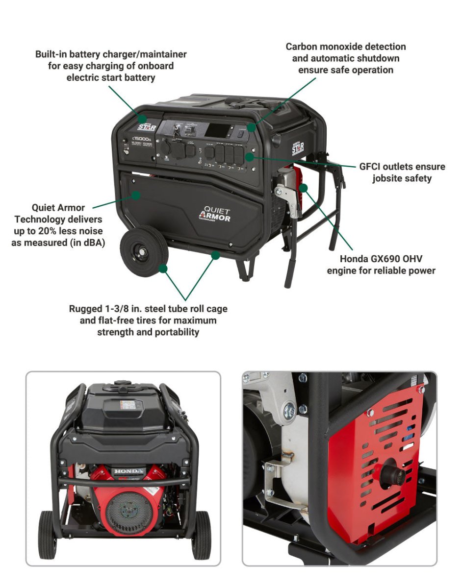 NorthStar Generator | 15,000 Surge Watt | Electric Start | Honda GX690 - NorthStar