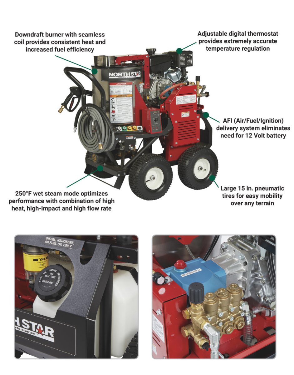 NorthStar Hot Water Pressure Washer W/Wet Steam | 3000 PSI | 4.0 GPM | Kohler Engine NorthStar