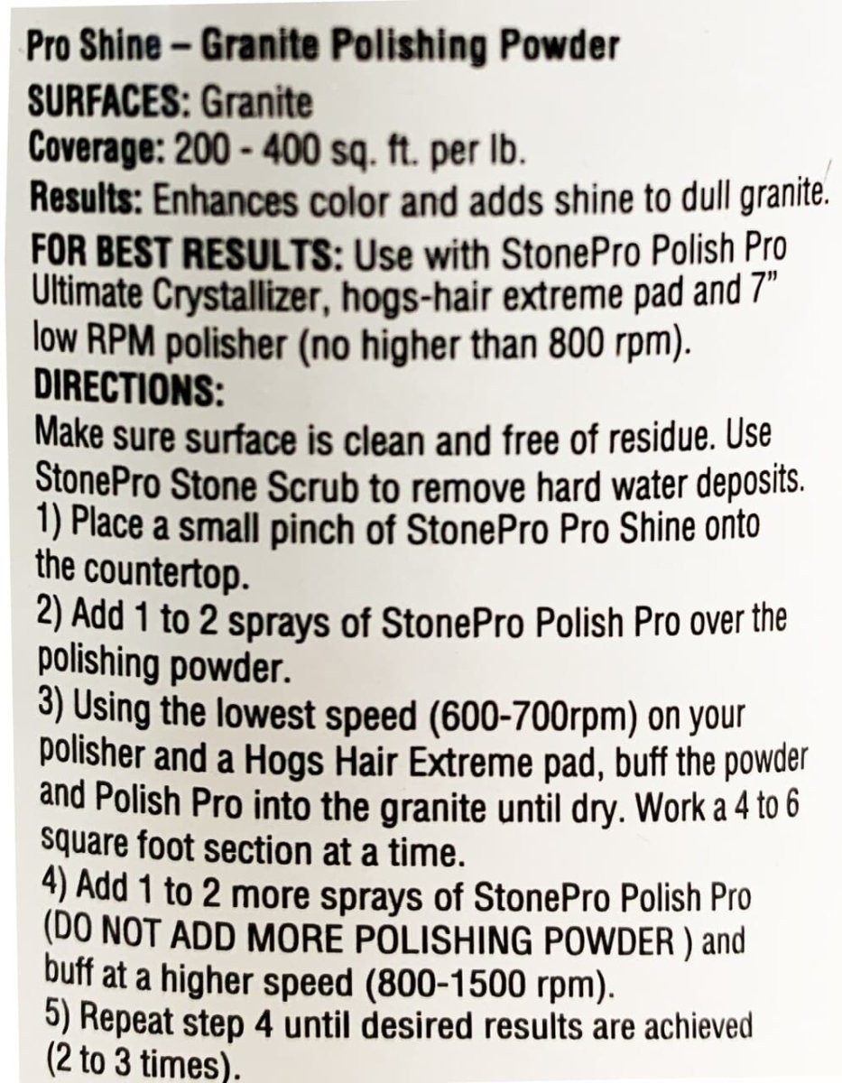 Pro Shine Granite Polishing Powder - Stone Pro