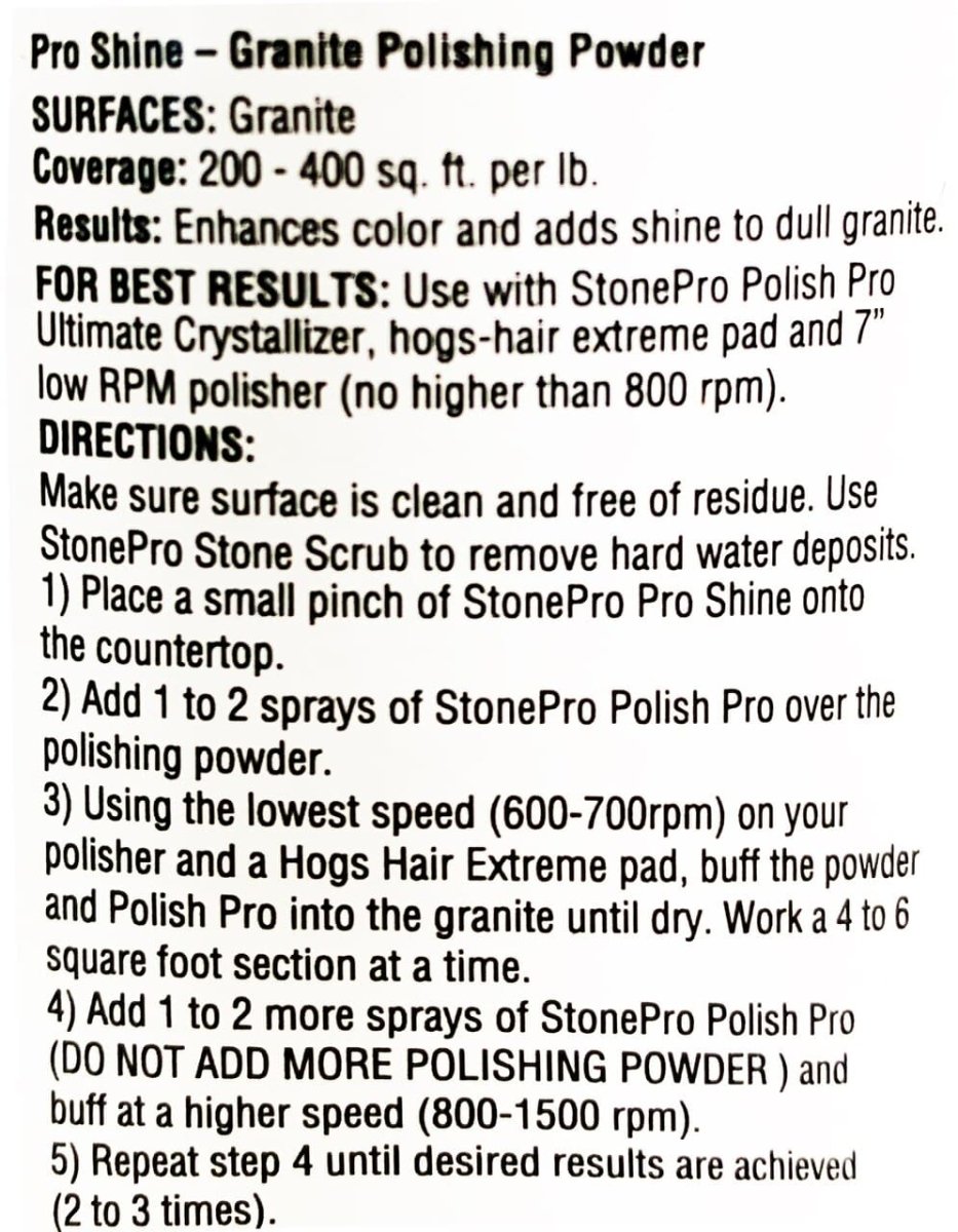 Pro Shine Granite Polishing Powder - Stone Pro