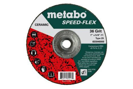 Speed-Flex Ceramic 36 Grit, 5/8"-11 T29 Fiberglass - 10 per Pack - Metabo