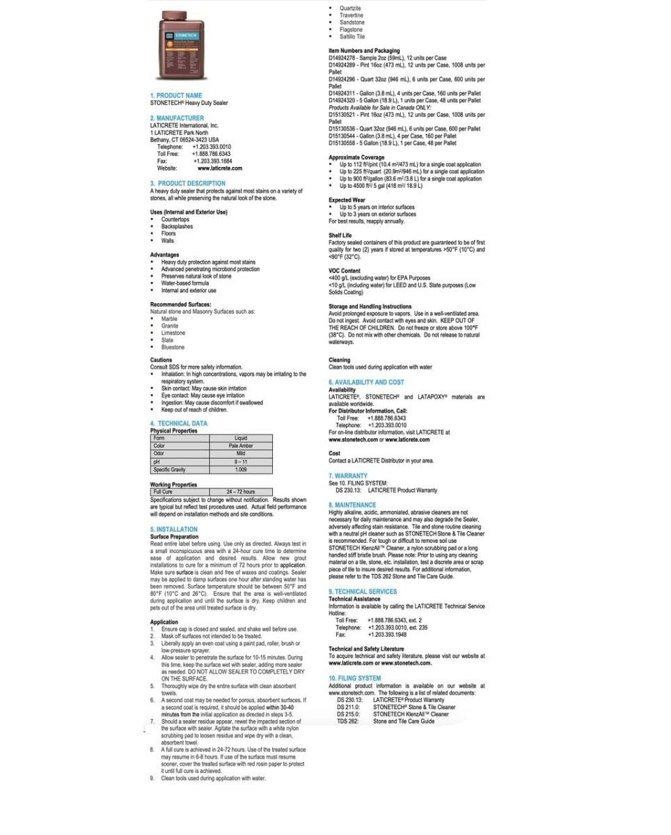 StoneTech Heavy Duty Stone Sealer - Laticrete