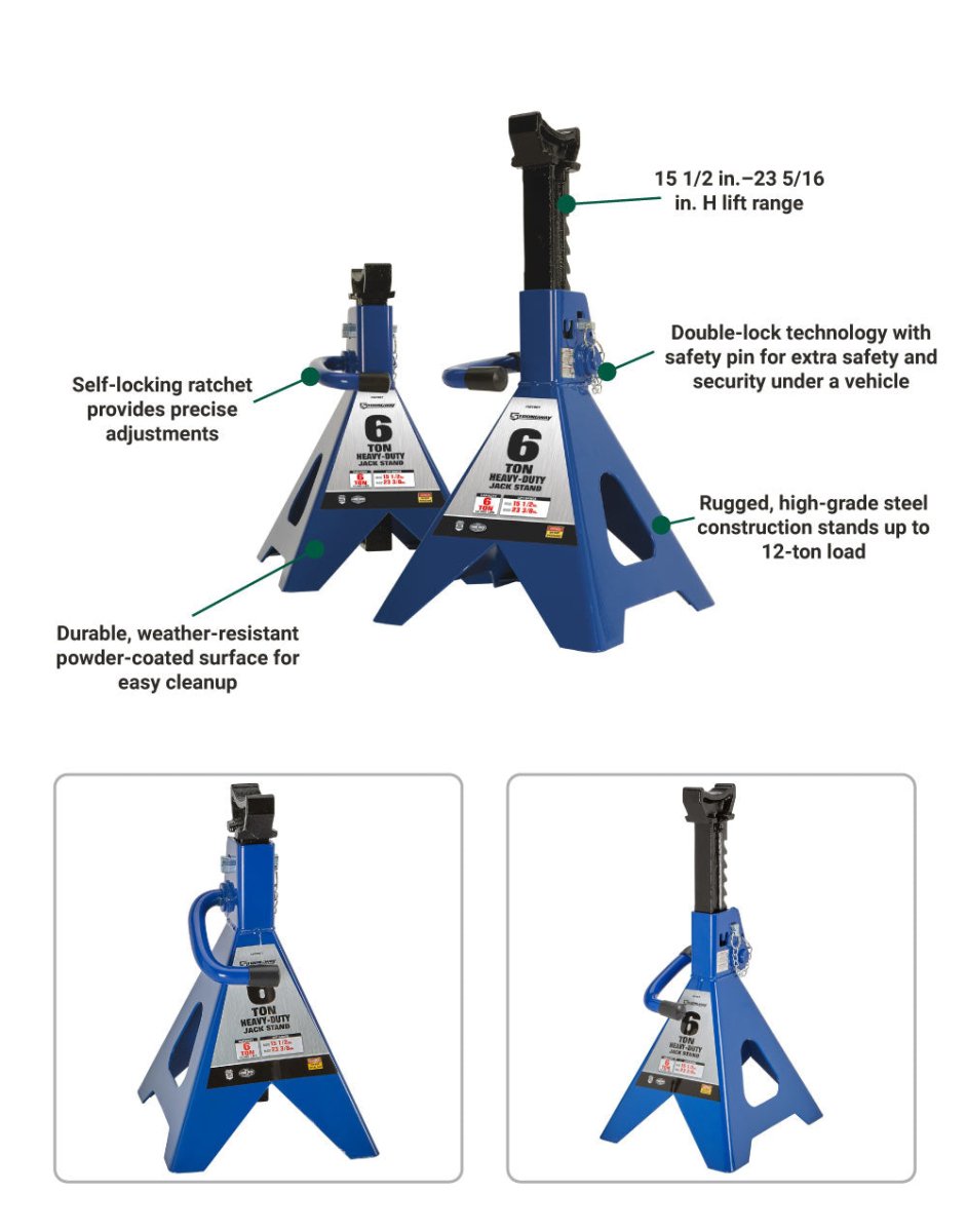 Strongway | 6-Ton Jack Stands | 12000-Lb. Capacity | Pack of 2 - Strongway