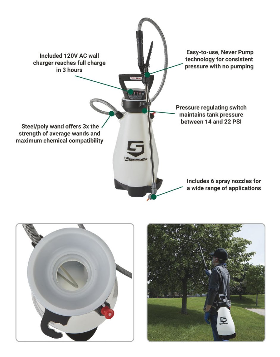 Strongway Li-on Never Pump Sprayer Kit | 2-Gal | 7.2V - Strongway