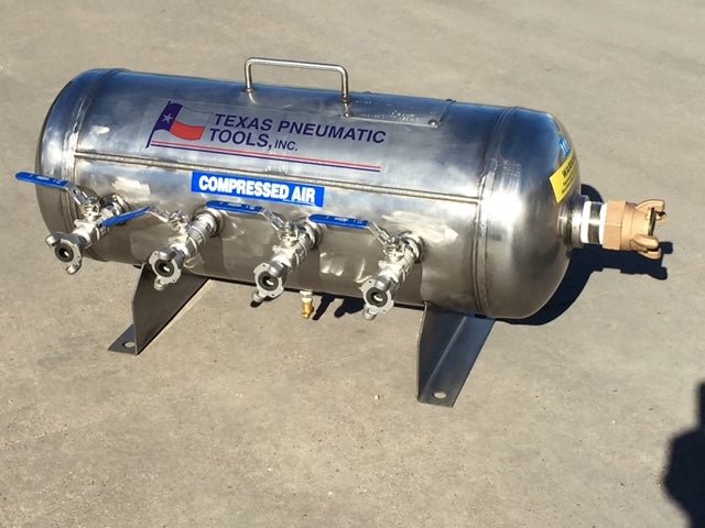 TX-2AMF-SS - Stainless Steel Air Manifold (15 Gallon, ASME Tank) - Texas Pneumatic Tools