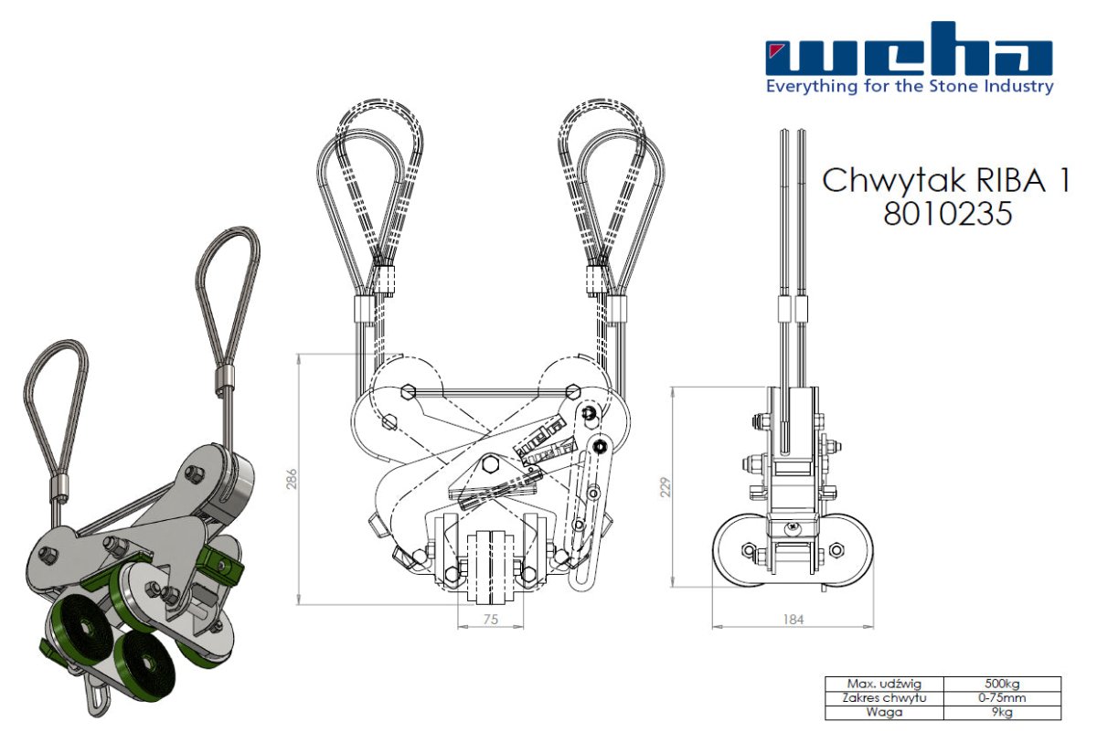 Weha Riba 1 Cable Slab Scissor Lifter - Weha